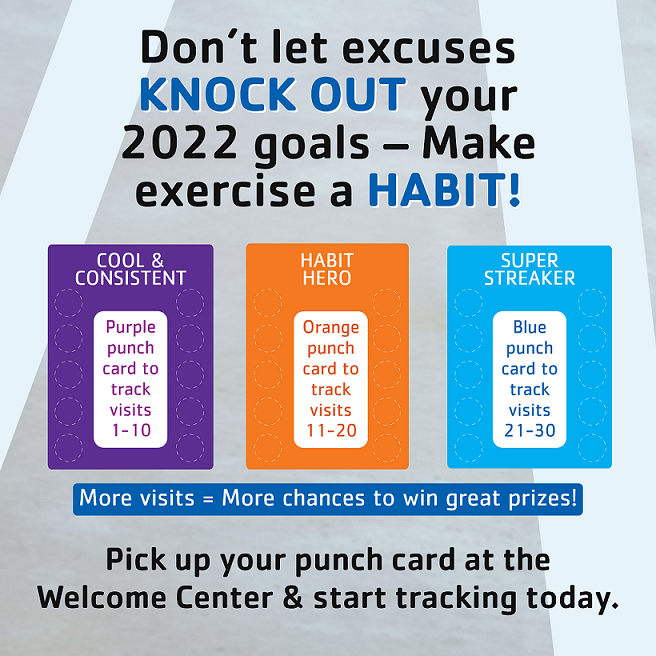 Roll with the Punches Workout Challenge image showing punch cards in purple, orange, and blue.